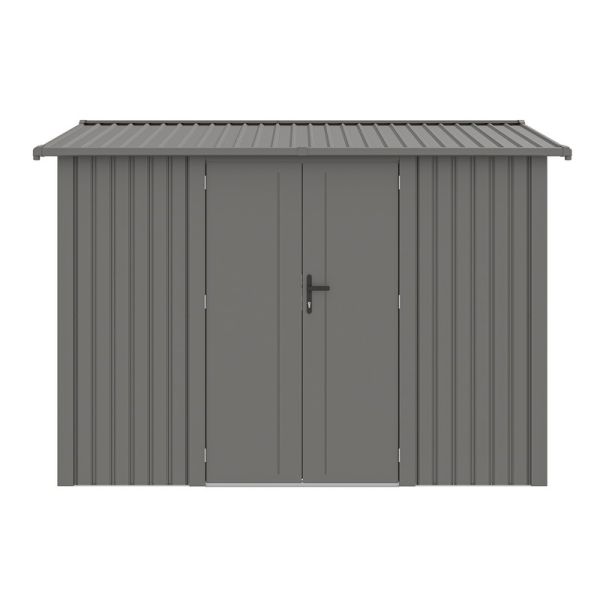 10 x 8 Feet Brentvale Premium Apex Shed - Metal/Steel - L240 x W296 x H220 cm - Metallic Grey Finish