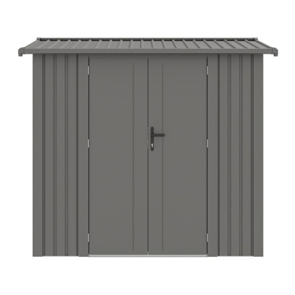 8 x 6 Feet Brentvale Premium Apex Shed - Metal/Steel - L176 x W232 x H212 cm - Metallic Grey Finish