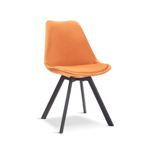 Mmilo Tulip Style Dining Chair Pack of 4 Velvet L47 x W58 x H82 cm Orange