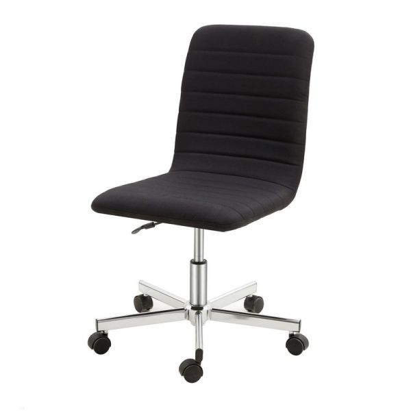 Armless Office Chair with Adjustable Height (Pack of 2) - Swivel - L62 x W54 x H90 cm - Black