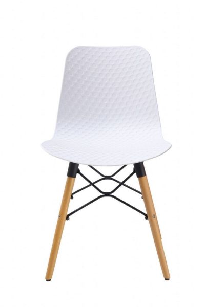 Liam Plastic Chairs with Wooden Legs (Pack of 4) - L50 x W44 x H79 cm - White