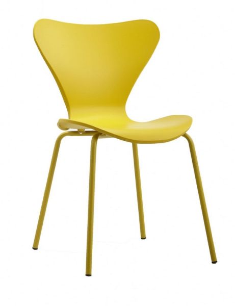 Modern Stackable Dining Chair (Pack of 2) - L50 x W49.5 x H81 cm - Yellow