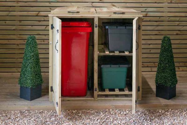 Chatburn 1 Wheelie Bin/2 Recycle Box Store - L80.4 x W134 x H120 cm - Fits 1 x 180L or 240L Wheelie Bins & 2 x Recycle Boxes