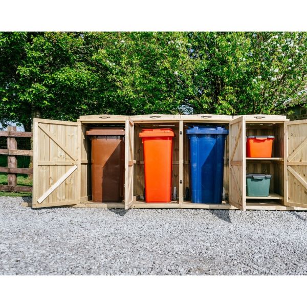 Chatburn 3 Wheelie Bin/2 Recycle Box Store - L80.4 x W273 x H120 cm - Fits 3 x 180L or 3 x 240L Wheelie Bins & 2 x Recycle Boxes