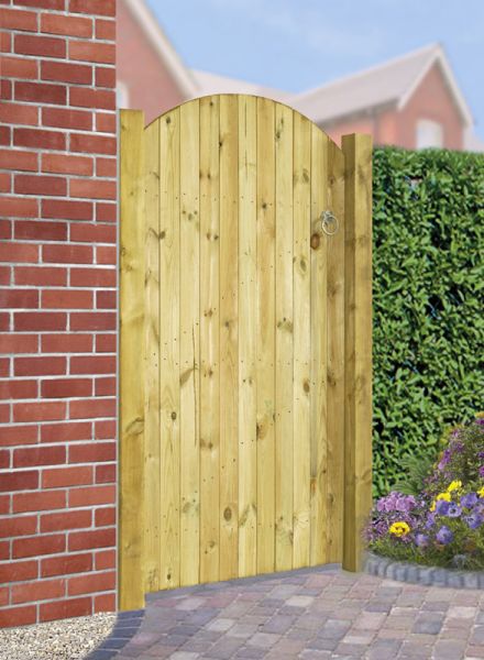 Tongue & Groove Close Boarded Carlton Wooden Bow Top Tall Single Gate - W90 x H180 cm