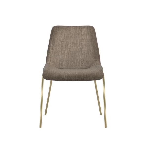 Carlo Dining Chair (Pack of 2) - Textured Velvet/Metal - L49.5 x W83 x H63 cm - Taupe