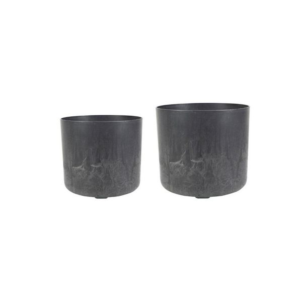 Celine Recycled Planters (Set of 2) - Artificial Stone - Black