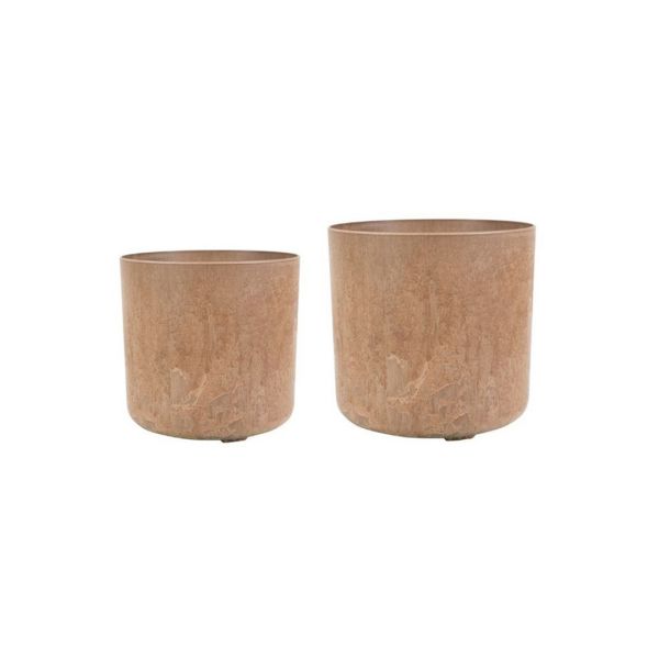 Celine Recycled Planters (Set of 2) - Artificial Stone - Brown/Oak