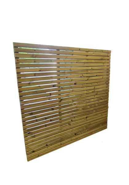 Contemporary Fence Panels - Pressure Treated Redwood - L5 x W180 x H150 cm - Fully Assembled