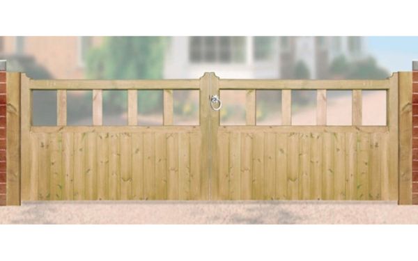 Quorn Wooden Low Double Driveway Gate - W300 x H90 cm