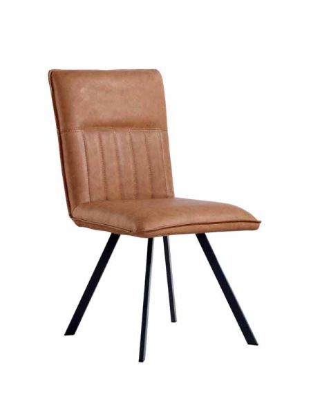 Dining Chair - Metal/PU/Foam - L49 x W63.5 x H92.5 cm - Tan/Graphite