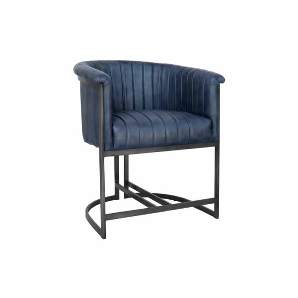 Chair - Leather/Iron - L62 x W60 x H76 cm - Blue