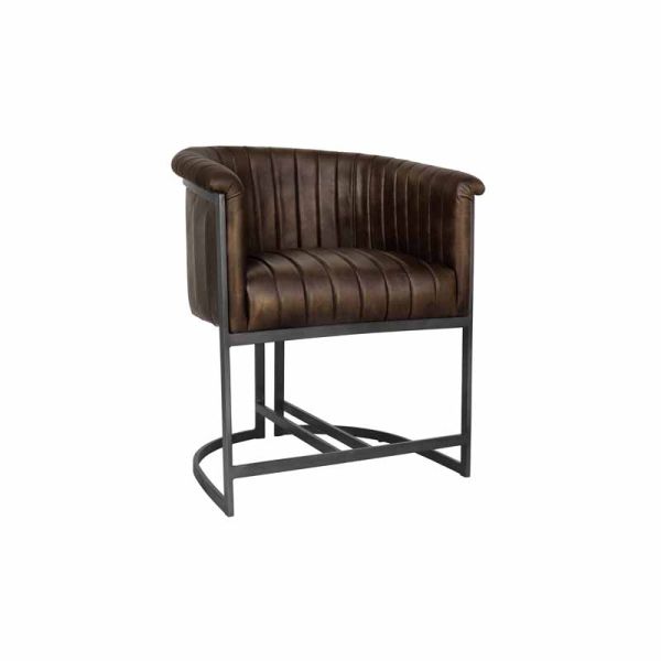 Chair - Leather/Iron - L62 x W60 x H76 cm - Brown