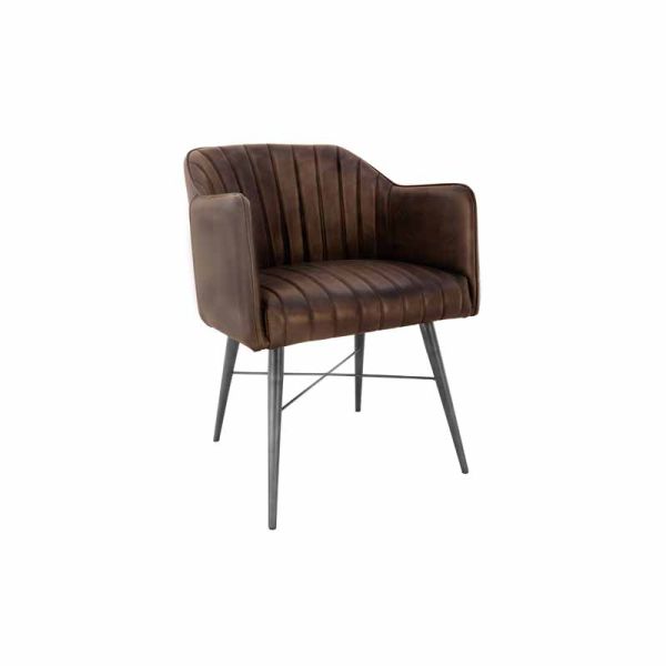 Chair - Leather/Iron - L54 x W59 x H76 cm - Brown