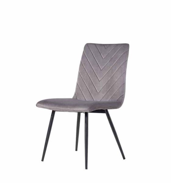Retro Dining Chair - Velvet - L54.5 x W44 x H89 cm - Dark Grey Velvet