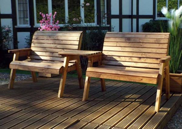 Twin Bench Set Straight - W264 x D90 x H98 - Fully Assembled