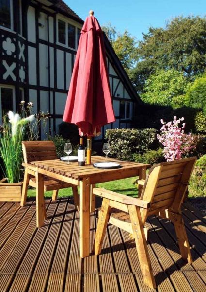 Two Seater Square Table Set with Cushions - W220 x D100 x H98 - Fully Assembled - Burgundy