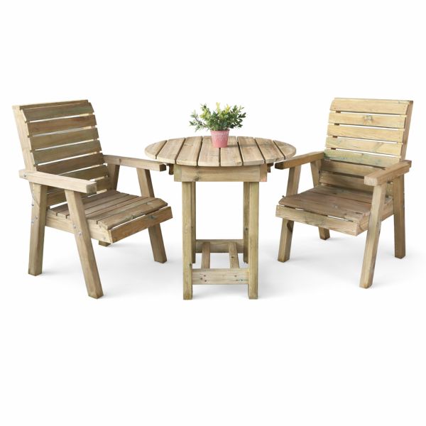 Clover Bistro Garden Round Table and Chair Set - 2 Seater - L80 X W200 X H98 cm - Partially Assembled