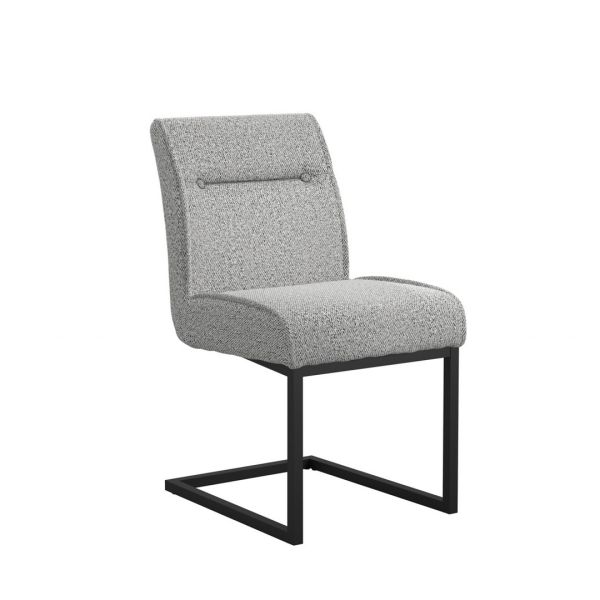 Cleaver Dining Chair (Pack of 2) - Tweed/Metal - L65 x W48 x H90 cm - Smoked Pearl/Black - Partially Assembled