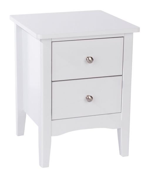 2 Petite Drawer Bedside Cabinet - MDF - 38 x 38 x 49 cm - White