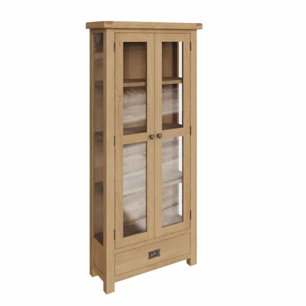 Display Cabinet - Oak/Glass - L80 x W35 x H180 cm - Medium Oak