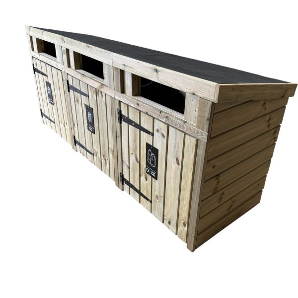 Triple Commercial Bin Store for Outdoor Use - L218 x W65 x H93 cm