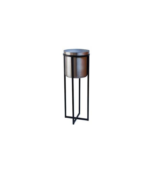 Calla Planter Stand - Metal - D29 x H78 cm - Black/Pewter