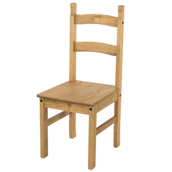 Pair of Corona Solid Dining Chair - Pine - L48 x W41.5 x H100 cm - Antique Waxed Pine