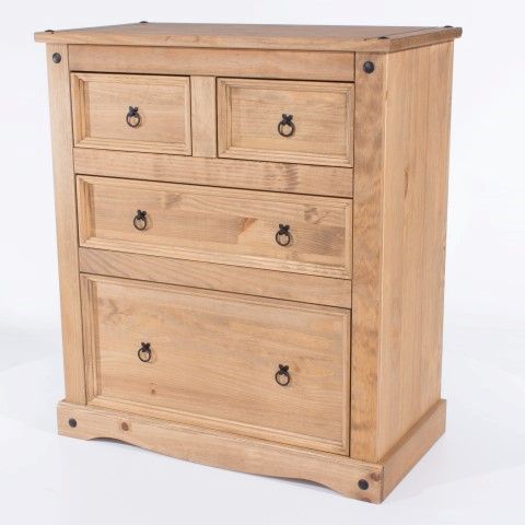Corona 2+2 Drawer Chest - Pine - 91 x 47 x 103.8 cm - Antique Waxed Pine