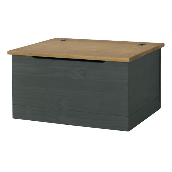 Corona Carbon Grey Washed & Antique Waxed Pine Storage Trunk