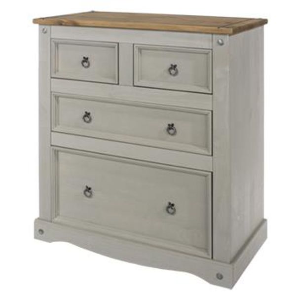 2+2 Drawer Chest - Pine - 91 x 47 x 103.8 cm - Grey Wax/Antique Waxed Pine