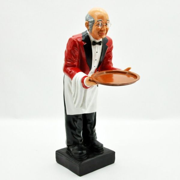 Old Man Waiter with Tray - Resin - L50 x W30 x H92 cm