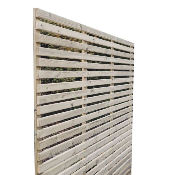 Multi Pack of 2 - Contemporary Fence Panels - Pressure Treated Redwood - L5 x W180 x H180 cm - Fully Assembled