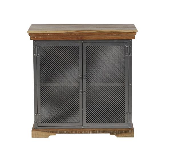 Metropolis Industrial Sideboard - Metal/Acacia Solid Wood - L45 x W85 x H85 cm