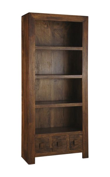 Dakota Large Bookcase - Mango Wood - L30 x W75 x H175 cm - Dark Finish