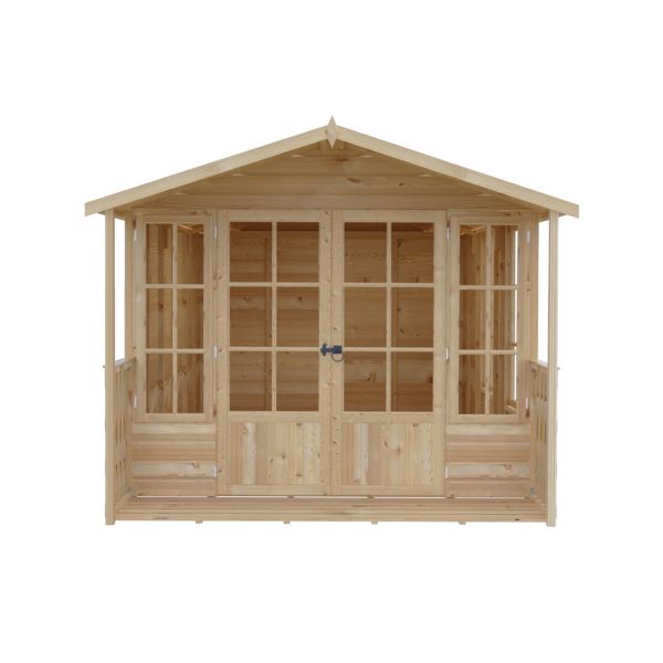 Delmora 8 x 14 Shiplap Summerhouse with Veranda - Wood - L4186 x W2456 x H2174 mm