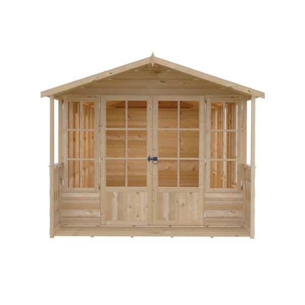 Delmora 8 x 18 Shiplap Summerhouse with Veranda - Wood - L5380 x W2456 x H2174 mm
