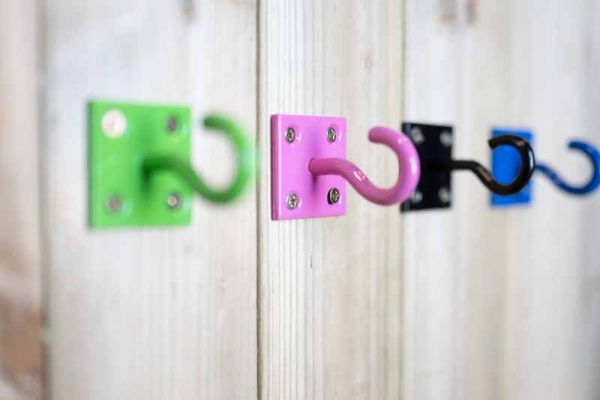 Not sold individually - Optional Extra - Door Hooks unit - Blue/Black/Green/Pink - Only available to order with a garden/bin store