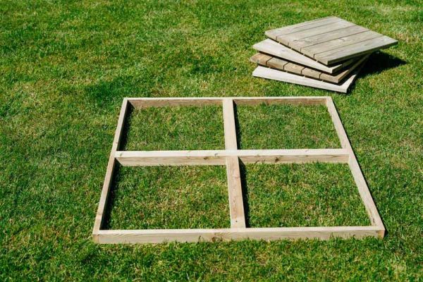 Decking Kit 5m (5 Frames and 20 Tiles) - Timber - L6.5 x W6.5 x H100 cm