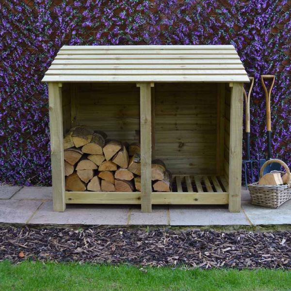 Cottesmore 4ft Log Store - L80 x W150 x H128 cm - Light Green