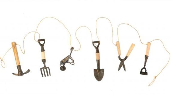 Decorative Handmade Garden Tool Garland - Wheelbarrow with gift box