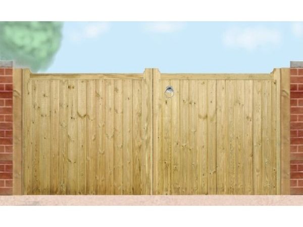 Drayton Square Top Low Double Driveway Gate - Pressure Treated Scandinavian Redwood - W2400 x H950 mm