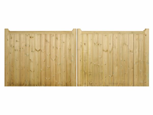 Drayton Square Top Low Double Driveway Gate - Pressure Treated Scandinavian Redwood - W3600 x H950 mm