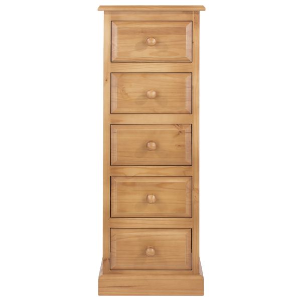 Highland Home EB Assembled Antique Lacquered Pine 5 Drawer Narrow Chest