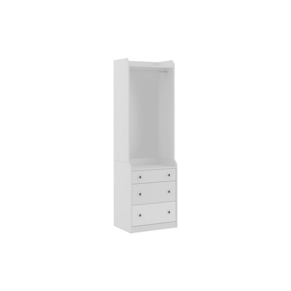 KUDL 3 Drawer Open Wardrobe - L46 x W62 x H200 cm - White - Assembly Required