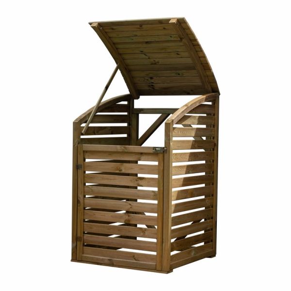 Pressure Treated Single Bin Store - Timber - L80 x W80 x H125 cm - Brown