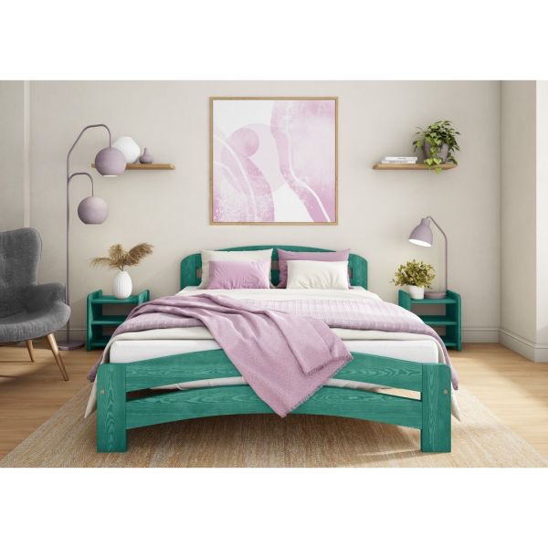 Dala Bed Frame 4 Feet 6 Inch - Wood - L197 x W143 x H80 cm - Denim