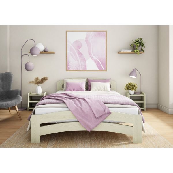 Dala Bed Frame 4 Feet - Wood - L197 x W128 x H80 cm - Feather