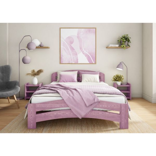 Dala Bed Frame 5 Feet - Wood - L207 x W158 x H80 cm - Purple Lilac