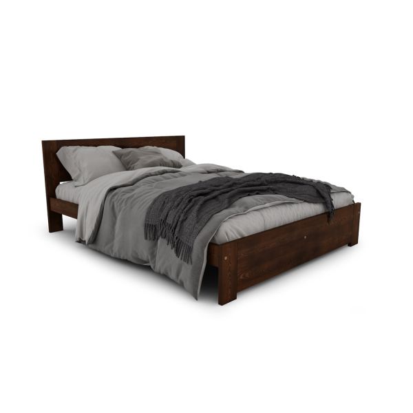 King Size Bed - Wood - L207 x W161 x H80 cm - Walnut